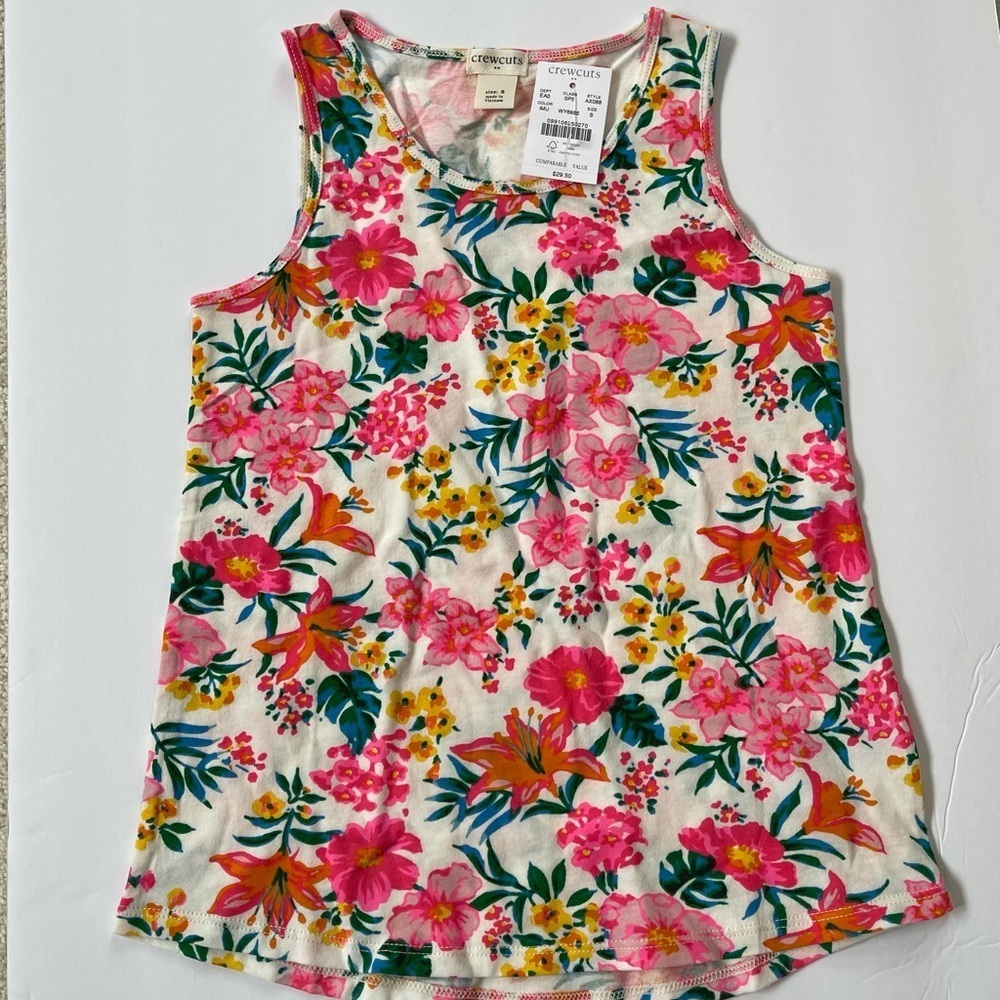 J.Crew Crewcuts Girls' floral-print tank top size Small